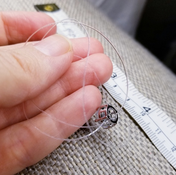 925 Sterling Silver CZ Invisible Pendant Necklace - Picture 4 of 6